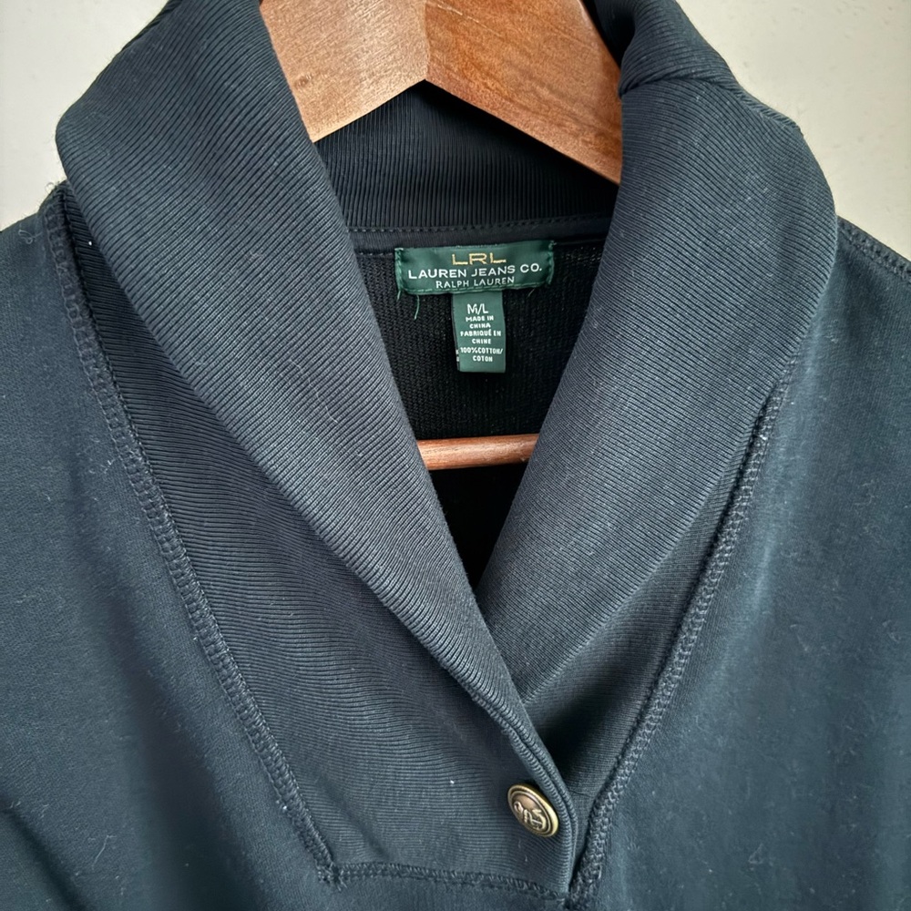 Lauren Ralph Lauren Black Shawl Collar Poncho Sweater OS - Picture 8 of 11